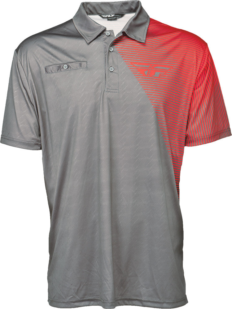 FLY RACING Pit Polo Shirt Grey/Red 3x 352-61763X