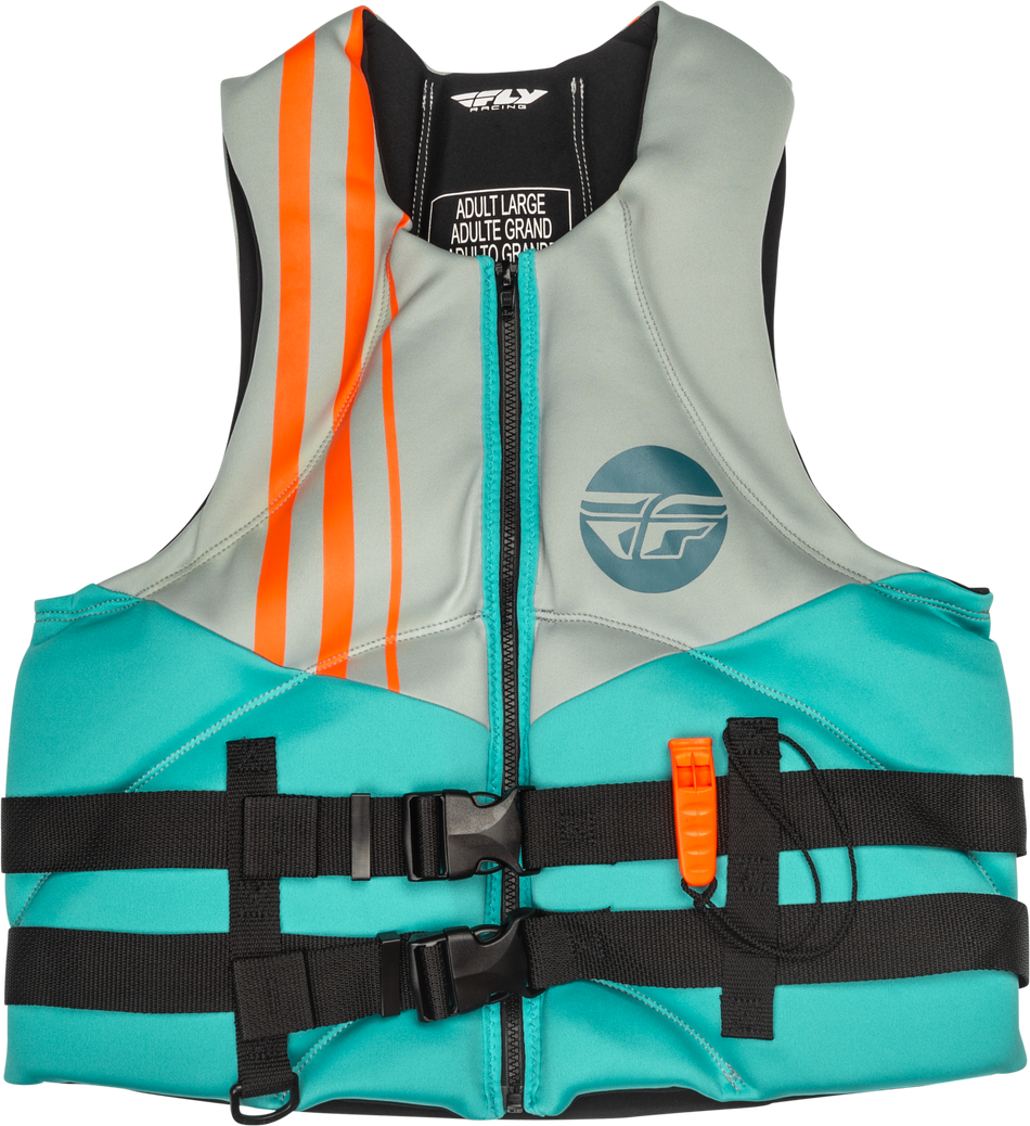 FLY RACING Neoprene Flotation Vest Teal/Grey/Orange Lg 221-30403L