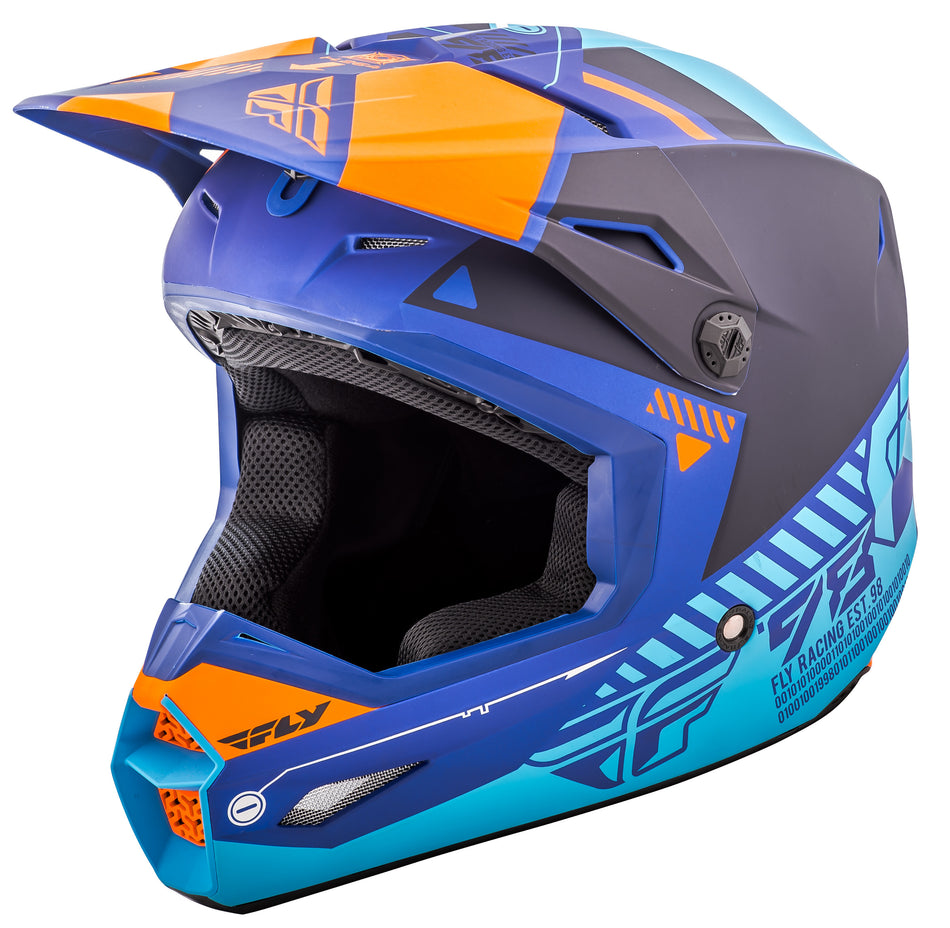 FLY RACING Elite Helmet Matte Blue/Orange Yl 73-8503YL