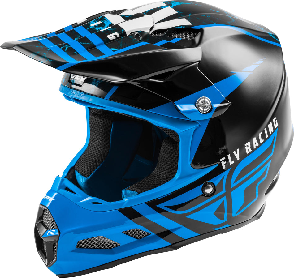 FLY RACING F2 Carbon Granite Helmet Blue/Black/White 2x FL06-10 2X