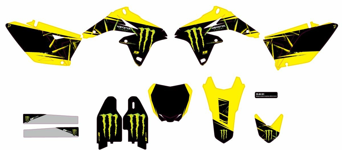 D-COR Cmplt Kit Monster Energy Slash White Bg 20-40-131