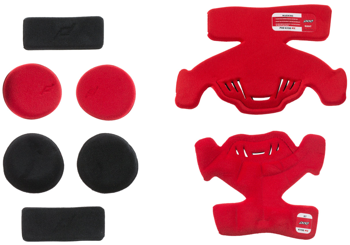 POD K700 Knee Brace Pad Set Red (Right) KP471-003-OS