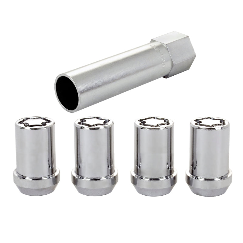 McGard Wheel Lock Nut Set - 4pk. (Tuner / Cone Seat) M12X1.5 / 13/16 Hex / 1.24in. Length - Chrome 25257