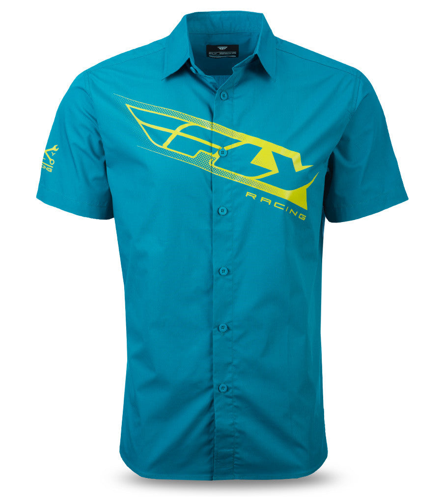 FLY RACING Fly Pit Button Up Shirt Teal/Lime Xl 352-6198X