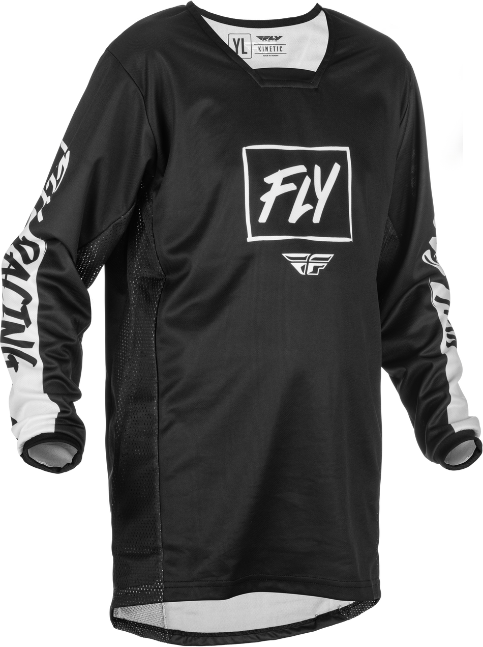FLY RACING Youth Kinetic Rebel Jersey Black/White Yl 375-426YL