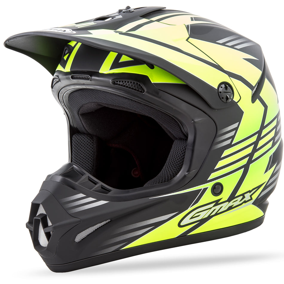 GMAX Youth Gm-46.2y Off-Road Race Helmet Matte Blk/Hi-Vis Grn Ys G3466670 TC-23F