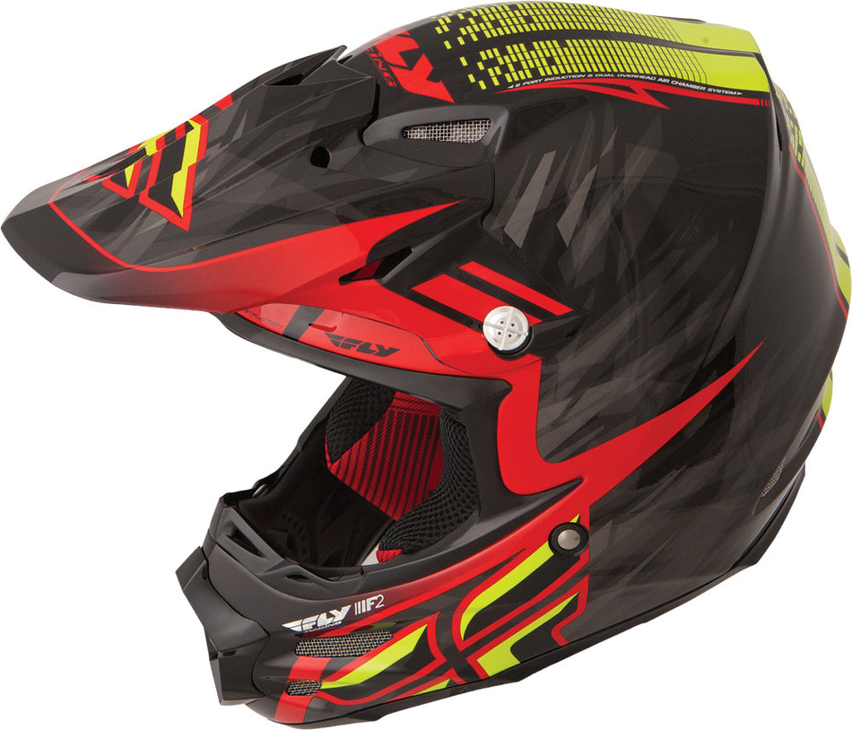 FLY RACING F2 Carbon Shorty Replica Helmet Black/Red/Lime 2x 73-40842X