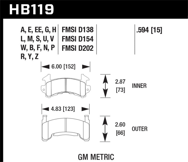 Hawk Performance Ceramic Street Brake Pads KHB119Z.594