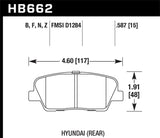 Hawk 10 Hyundai Genesis Coupe (w/o Brembo Breaks) Performance Ceramic Street 15mm Rear Brake Pads KHB662Z.587