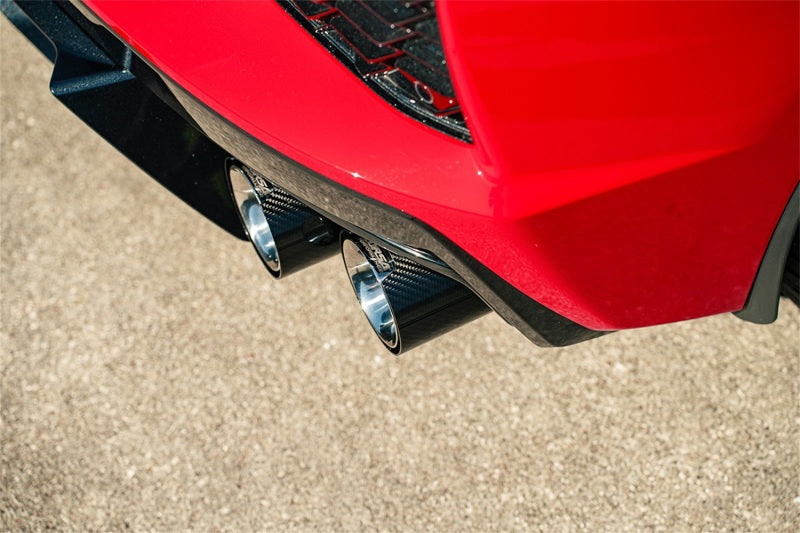 Corsa 20-23 Chevrolet Corvette C8 RWD Escape Xtreme Cat-Back de 3 pulgadas con puntas pulidas de fibra de carbono de 4.5 pulgadas