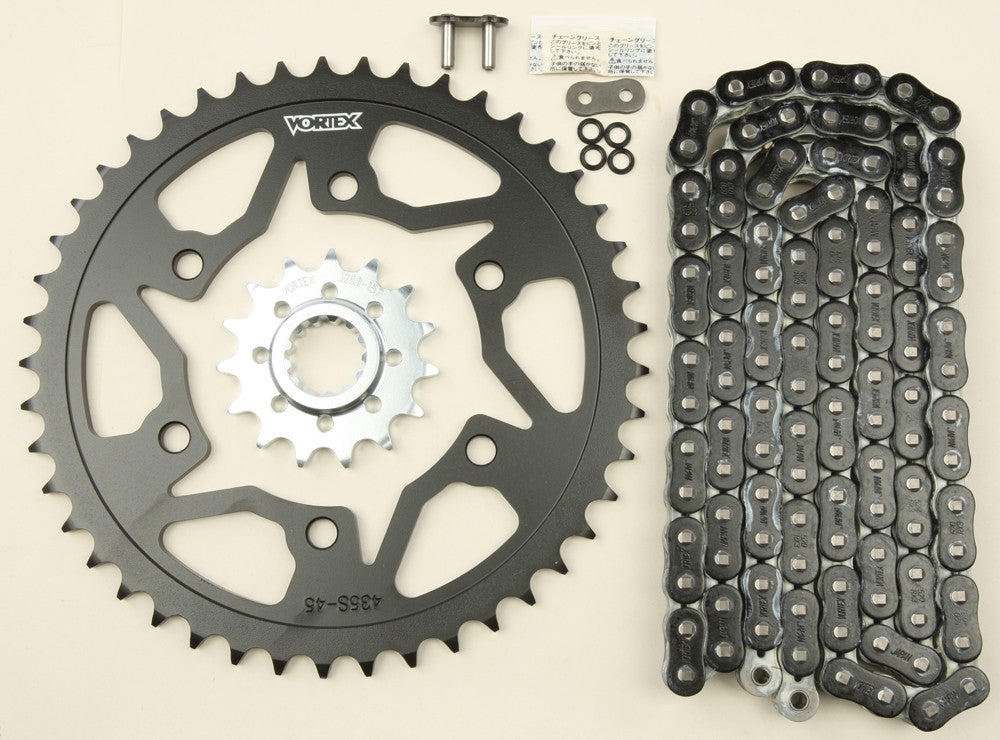 VORTEX Sprocket/Chain Kit Stl/Stl 15/45t Sil Rx3 520-114l Blk CK6354