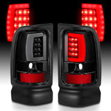 ANZO 1994-2001 Dodge Ram 1500 LED Taillights Plank Style Black w/Clear Lens 311339