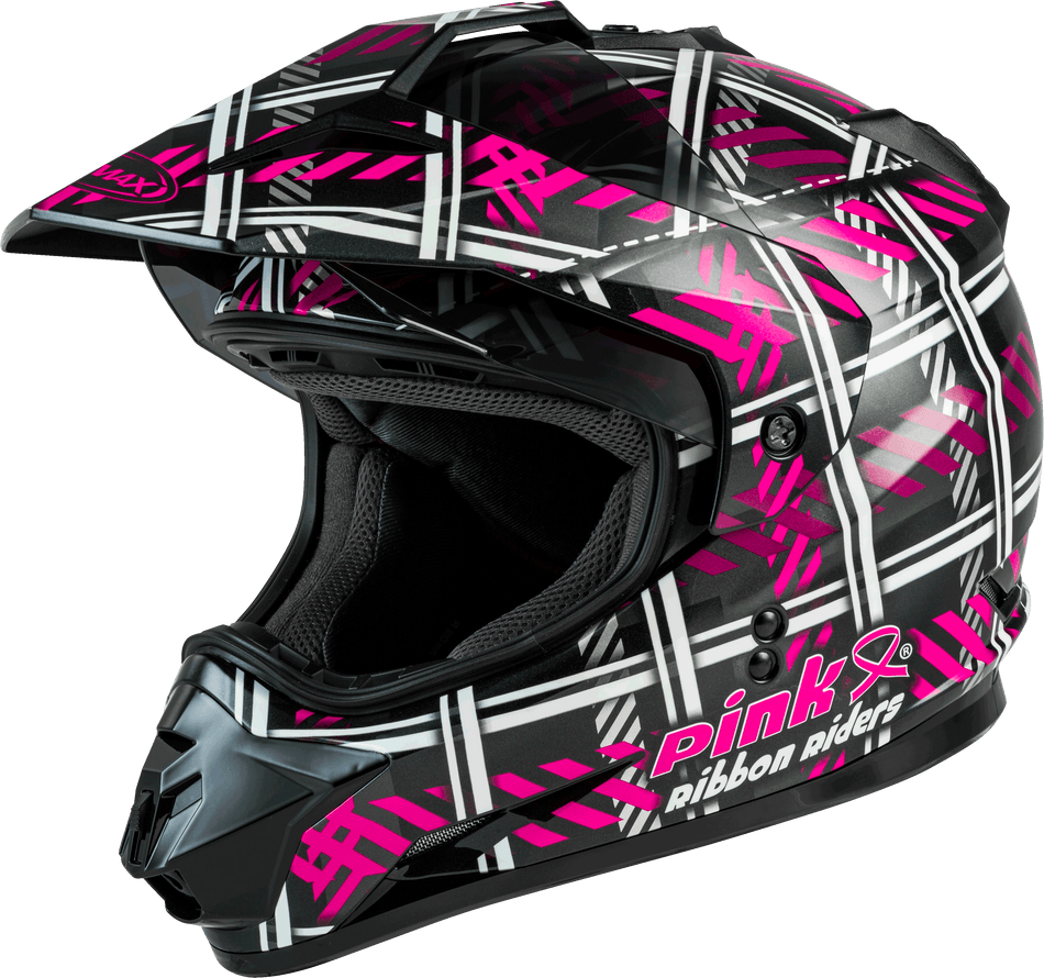 GMAX Gm-11 Dual-Sport Pink Ribbon Riders Helmet Black/Pink Xl G5117407