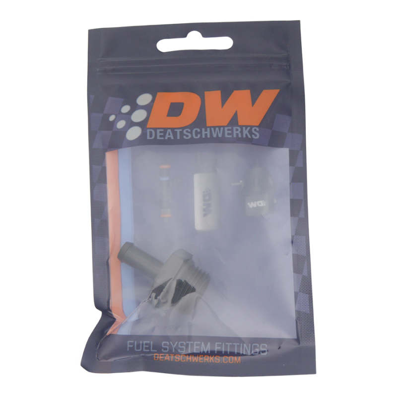 DeatschWerks 8AN ORB Male to 5/16in Male Barb Fitting (Incl O-Ring) - Anodized Matte Black 6-02-0510-B