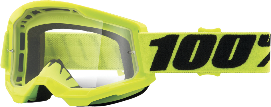 100% Strata 2 Goggle Fluo Yellow Clear Lens 50027-00003