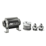 DeatschWerks Stainless Steel 6AN 10 Micron Universal Inline Fuel Filter Housing Kit (70mm) 8-03-070-010K-6