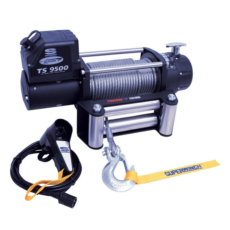 Superwinch 9500 LBS 12V DC 11/32in x 95ft Steel Rope Tiger Shark 9500 Winch 1595200