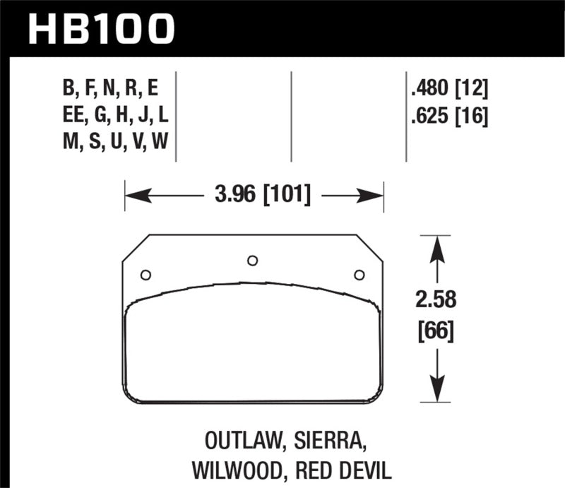 Hawk Wilwood Dynalite Caliper HPS Street Brake Pads KHB100F.480