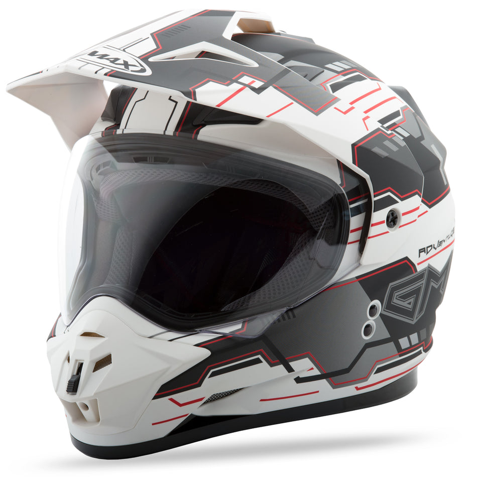 GMAX Gm-11 Dual-Sport Adventure Helmet Matte White/Blk/Red Xs G5117433 TC-15