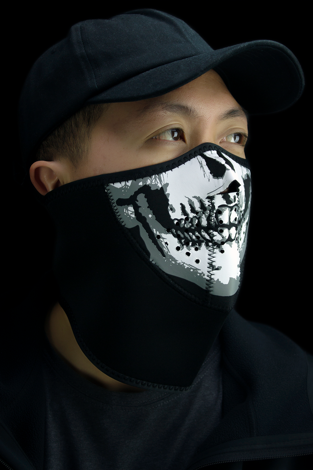 ZAN HEADGEAR 3-Panel Neoprene Half Mask - Skull Face WNFM002H3