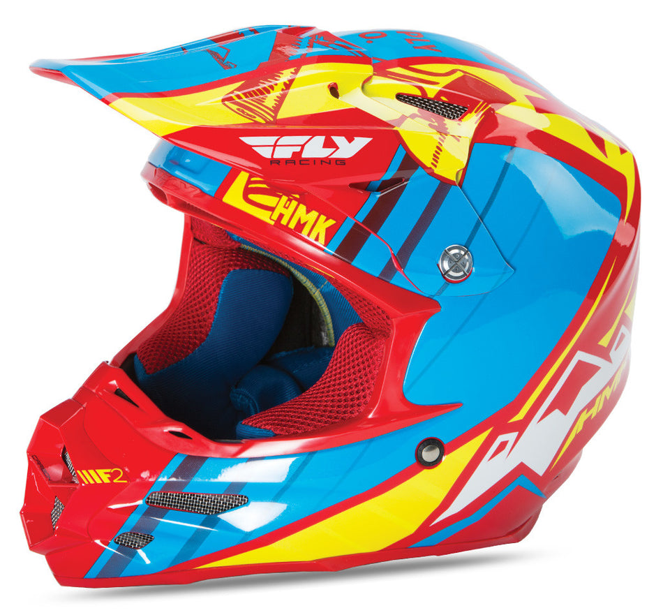 FLY RACING F2 Carbon Hmk Pro Cross Helmet Red/Blue/Yellow 2x 73-49272X