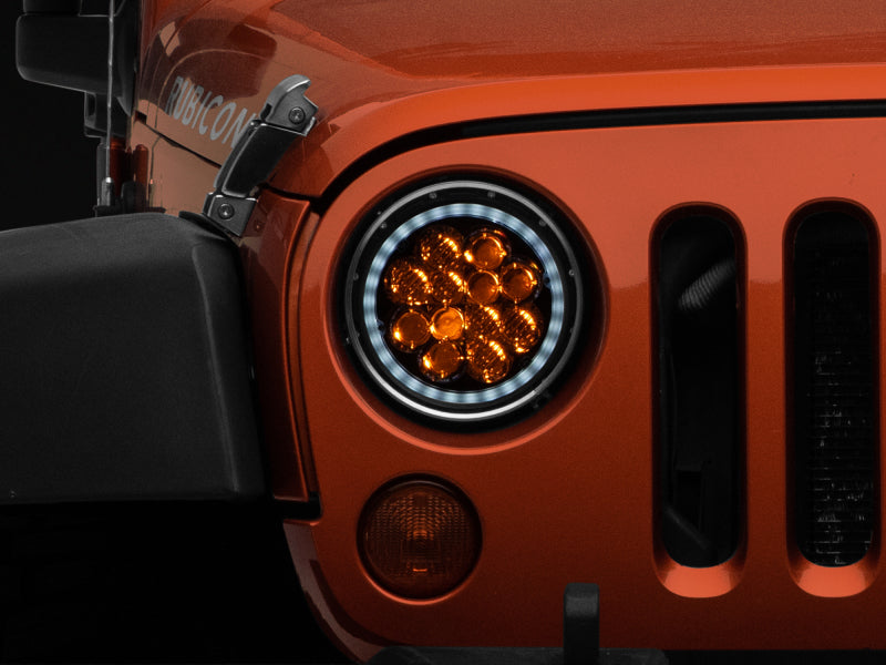 Raxiom 97-18 Jeep Wrangler TJ/JK Axial Spider LED Headlight w/ Amber DRL- Chrome Hsng (Clear Lens) J108047