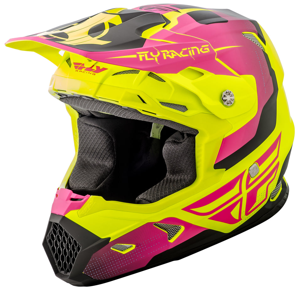 FLY RACING Toxin Original Helmet Matte Hi-Vs/Pink Ys 73-8519YS