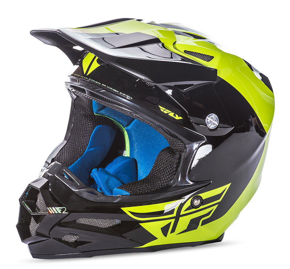 FLY RACING F2 Carbon Pure Helmet Hi-Vis/Black 2x 73-41312X