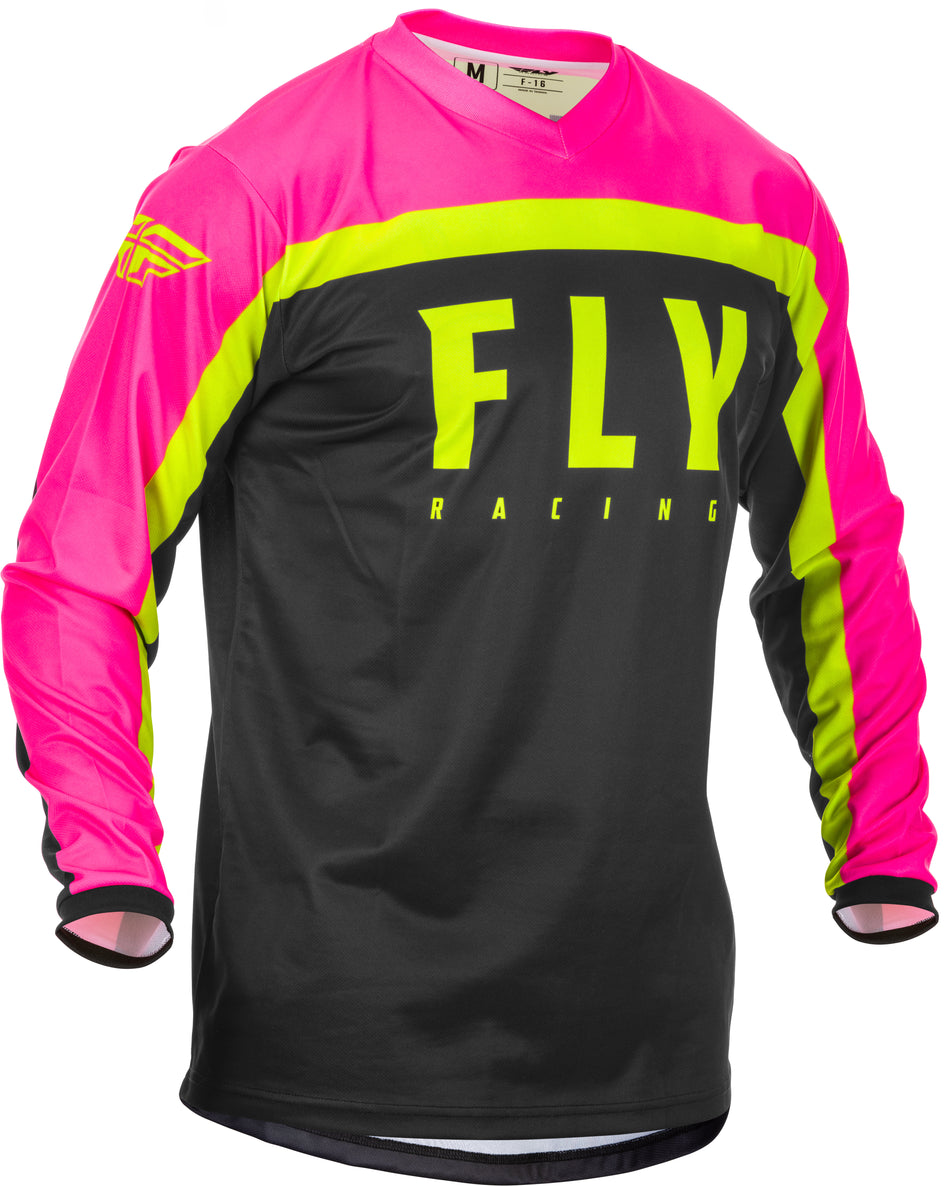 FLY RACING F-16 Jersey Neon Pink/Black/Hi-Vis Ym 373-926YM