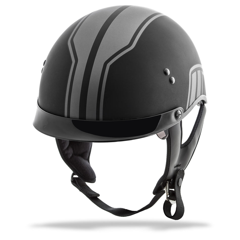 GMAX Hh-65 Half Helmet Full Dressed Twin Matte Black/Silver Xs G9659073