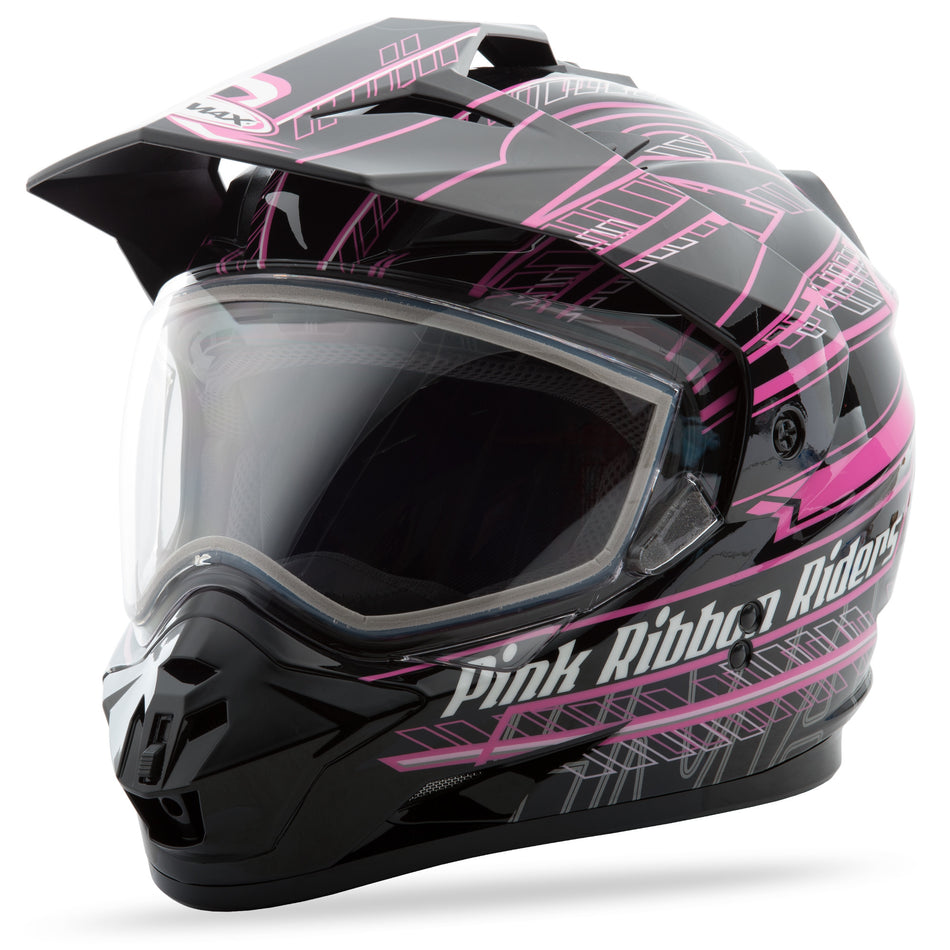 GMAX Gm-11s Dual-Sport Pnk Ribbon Riders Snow Helmet Blk/Pink Sm G2118404 TC-14