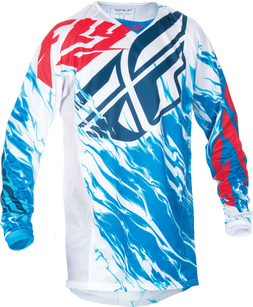 FLY RACING Kinetic Relapse Jersey Red/White/Blue Yx 370-422YX