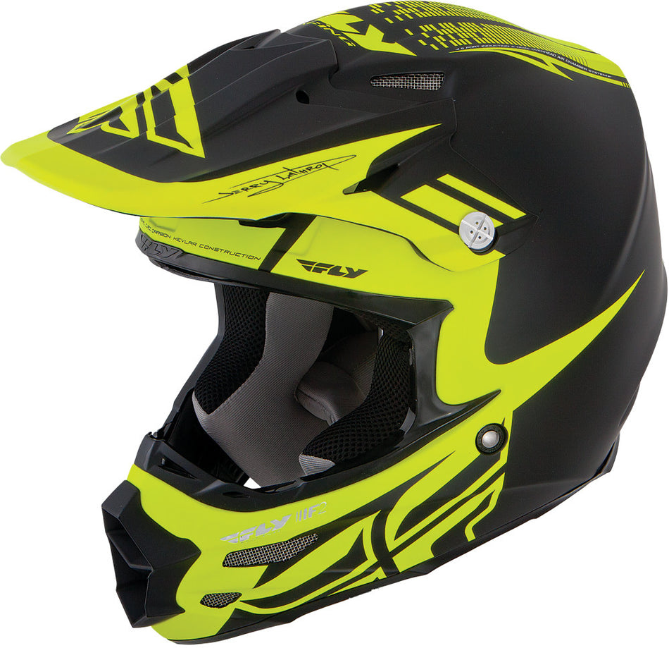 FLY RACING F2 Carbon Dubstep Helmet Matte Black/Hi-Viz 2x 73-40712X
