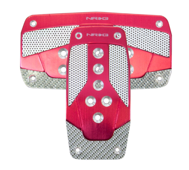 NRG Aluminum Sport Pedal A/T - Red w/Silver Carbon PDL-450RD