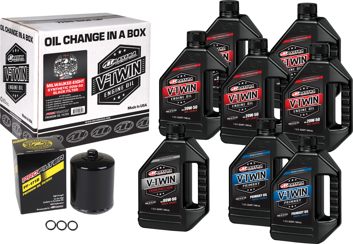 MAXIMAV-Twin Oil Change Kit Syn M8 Black Filter90-129018PB