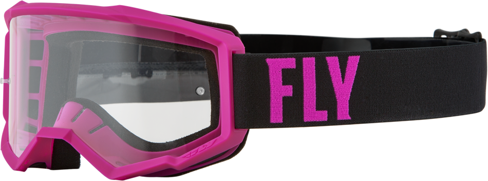 FLY RACING Youth Focus Goggle Pink/Black W/ Clear Lens 37-51328