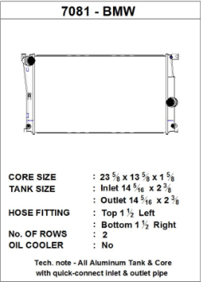 CSF BMW 2 Seires (F22/F23) / BMW 3 Series (F30/F31/F34) / BMW 4 Series (F32/F33/F36) A/T Radiator 7081