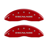 MGP 4 Caliper Covers Engraved Front Escalade Engraved Rear ESV Red finish silver ch 35015SESVRD