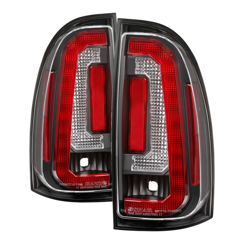 Spyder 05-15 Toyota Tacoma LED Tail Lights (Not Compatible w/OEM LEDS) - Black ALT-YD-TT05V2-LB-BK 5085467