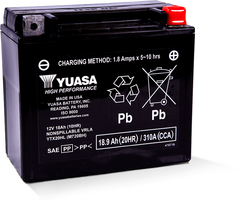 Yuasa YTX20HL Maintenance Free AGM 12 Volt Battery YUAM720BH