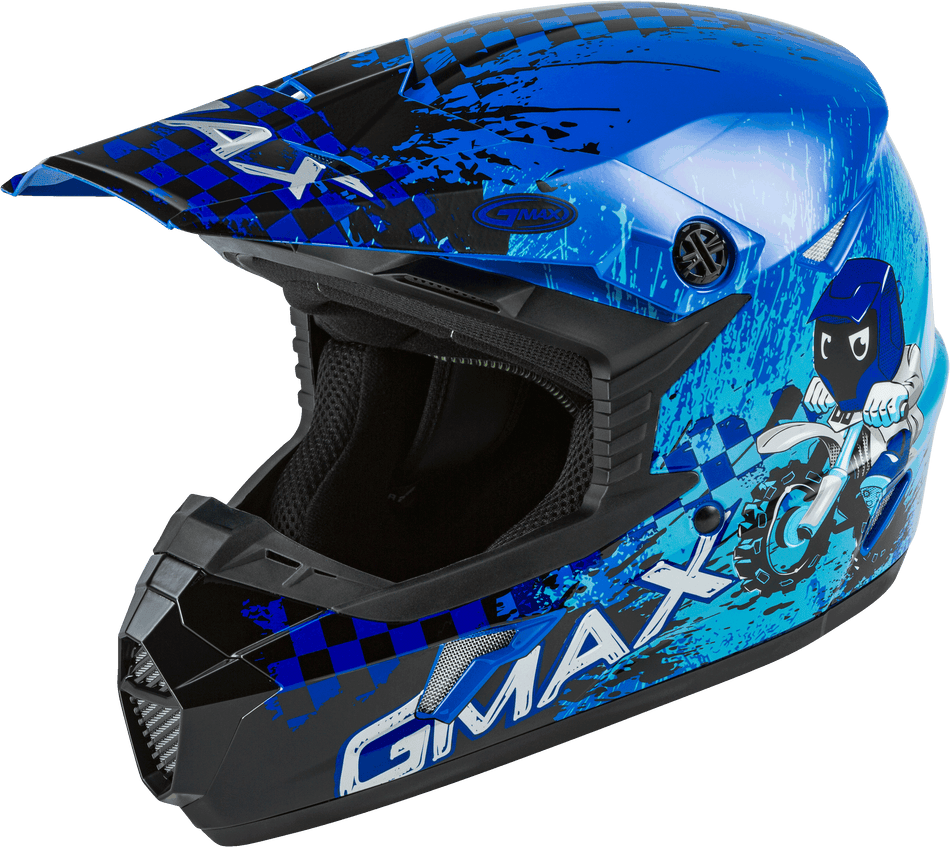 GMAX Youth Mx-46y Off-Road Anim8 Helmet Blue/Silver/Black Yl G3461042