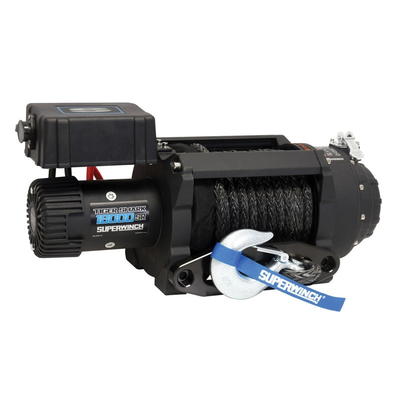 Superwinch 18000 LBS 12V DC 33/64in x 79 ft Synthetic Rope Tiger Shark 18000SR Winch 1518001