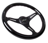 NRG Classic Wood Grain Steering Wheel (350mm) Black Paint Grip w/Black 3-Spoke Center ST-015BK-BK