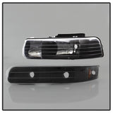 Xtune Chevy TahOE 00-06 Amber Crystal Headlights w/ Bumper Lights Black HD-JH-CSIL99-SET-AM-BK 5064219