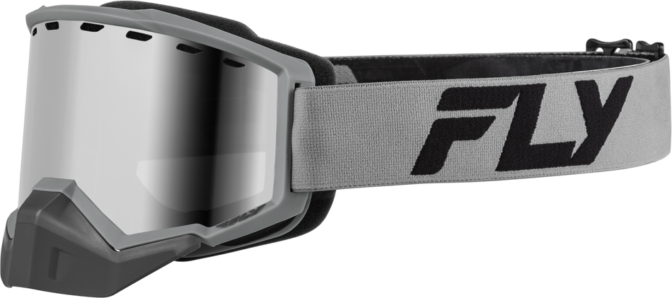 FLY RACING Focus Snow Goggle Silver/Char W/ Silver Mirror/Smoke Lens FLB-24F2