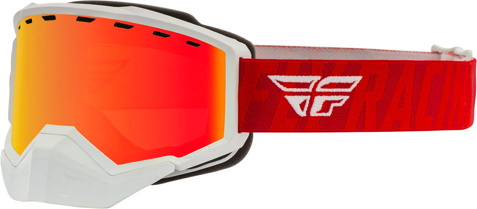 FLY RACING Focus Snow Goggle White/Red W/ Red Mirror/Brown Lens FLB-045