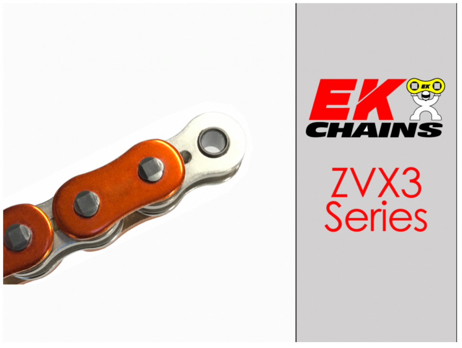 EK Chain 525 ZVX3 Serie ZX-Ring Chain 120 Link Naranja
